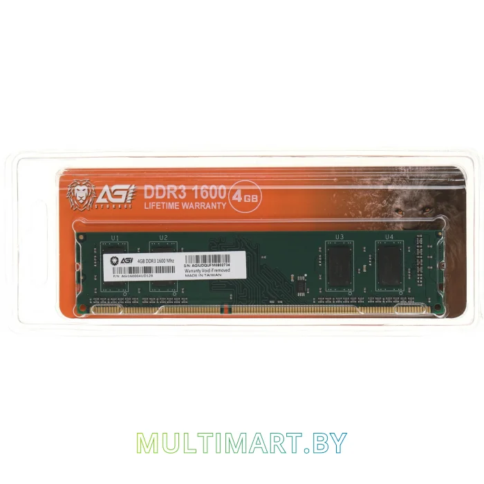 Оперативная память AGI UD128 4GB DDR3 PC3-12800 (AGI160004UD128)